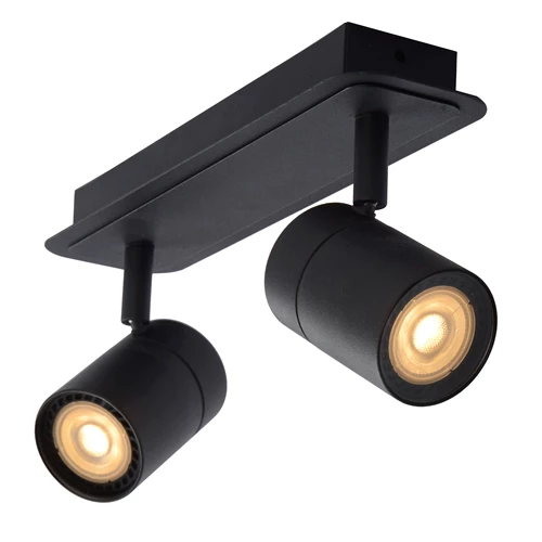 Lucide LENNERT - Spot plafond Salle de bains - LED Dim. - GU10 - 2x5W 3000K - IP44 - Noir - détail 3